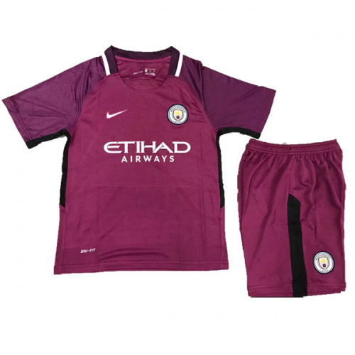 Kids Manchester City 2017-18 Away Soccer Shirt With Shorts